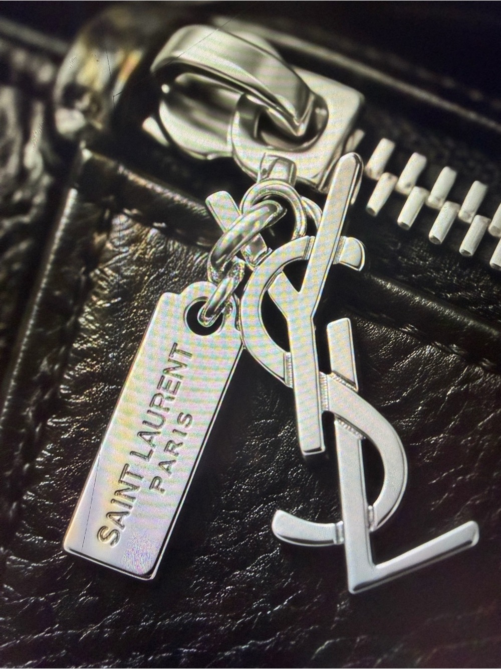 Unbranded zipper pull Silver-Tone YSL Logo Key Charm